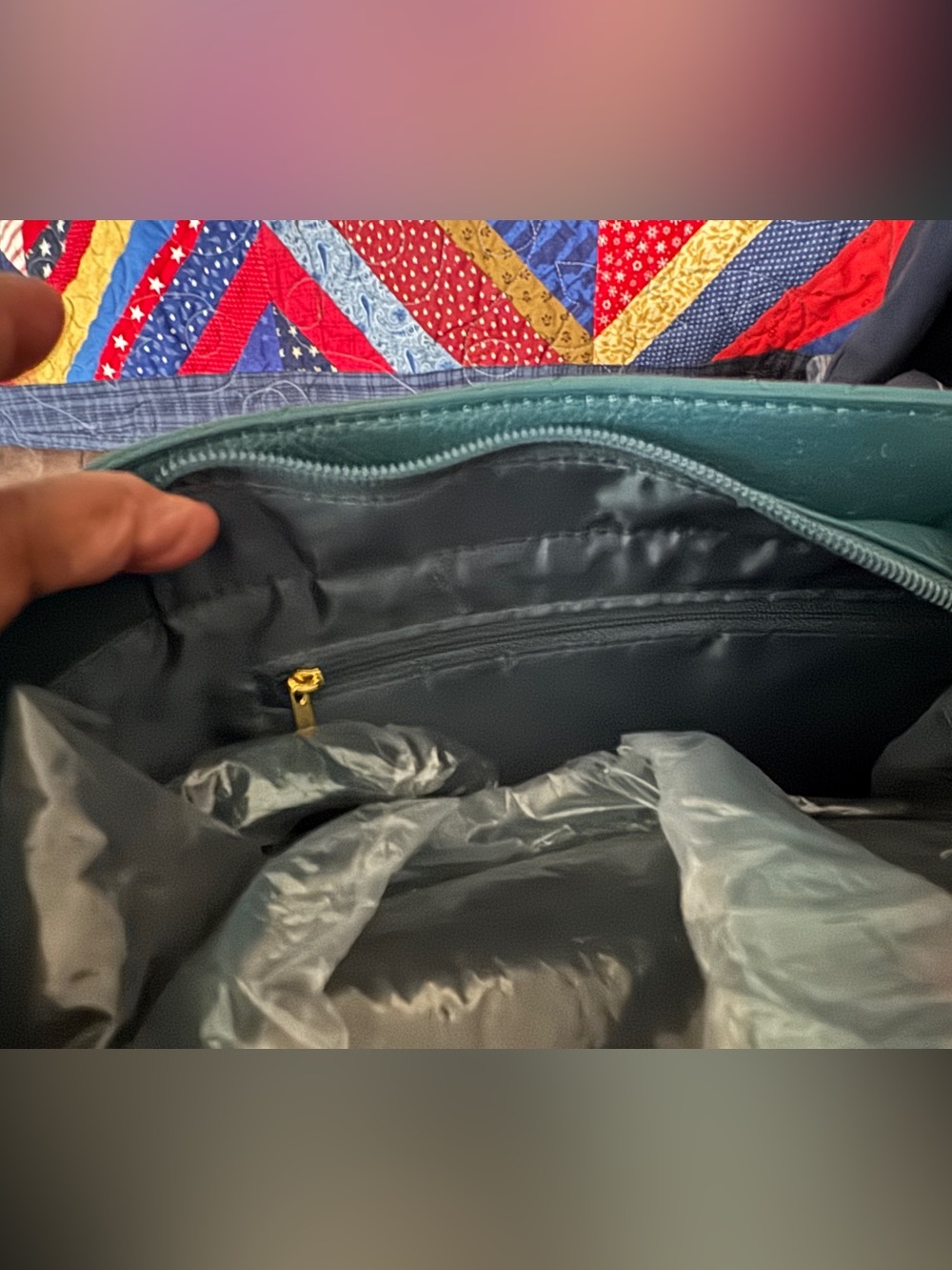 Joy Mangano Quilted Tote - Deep Teal - Picture 3 of 4